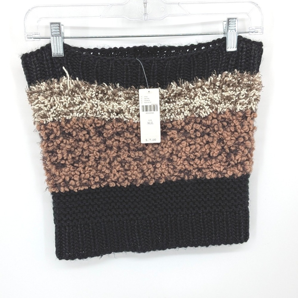 Anthropologie Sleeping On Snow Tube Top Women One Size Black Brown Knit Fluffy‎